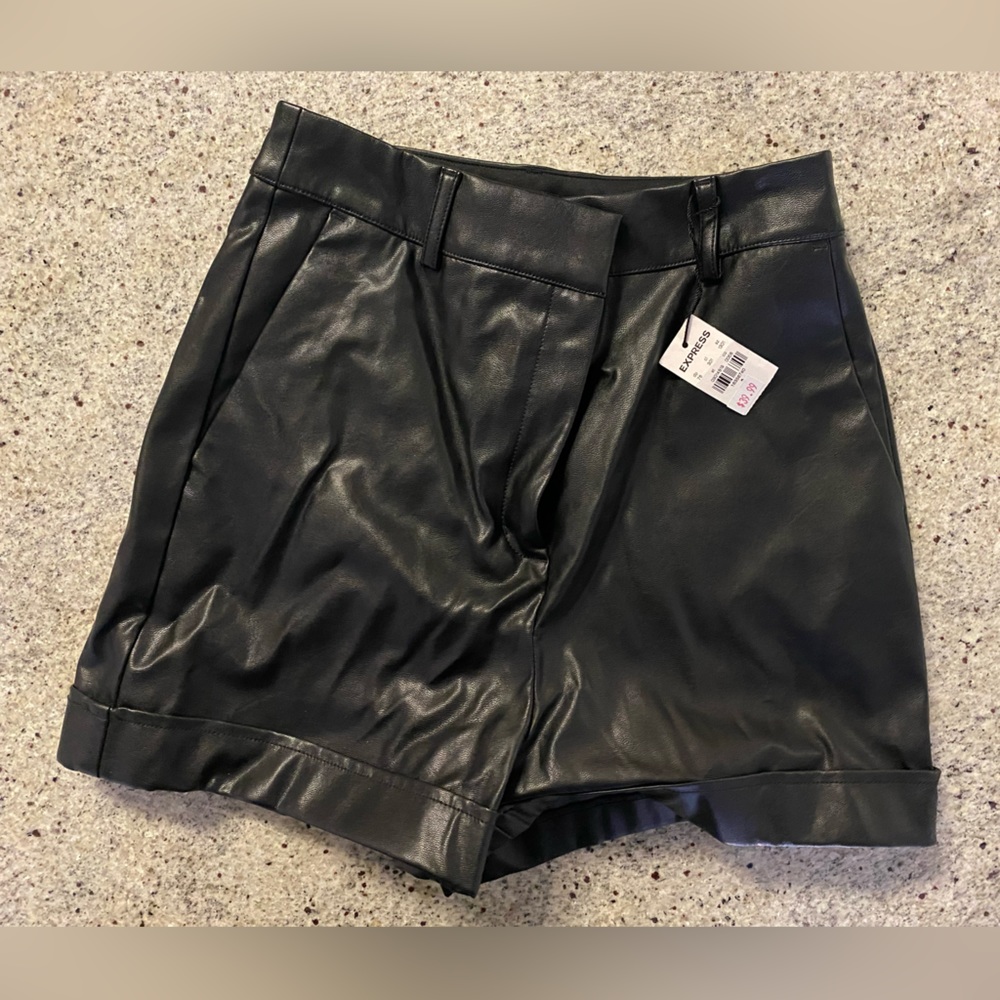 Express leather shorts